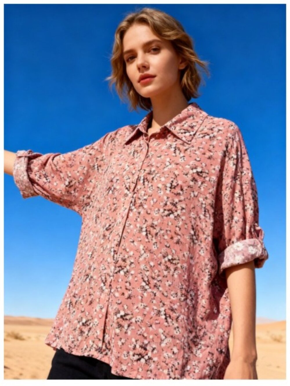 Last Queen Paris France Floral Silk Shirt Size one size NWT